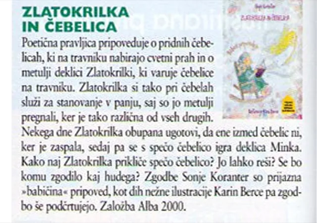 Moj malček o Zlatokrilki in čebelici