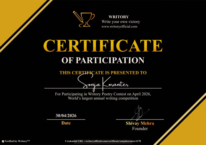 Certifikat Writory — april 2026, Sonja Koranter